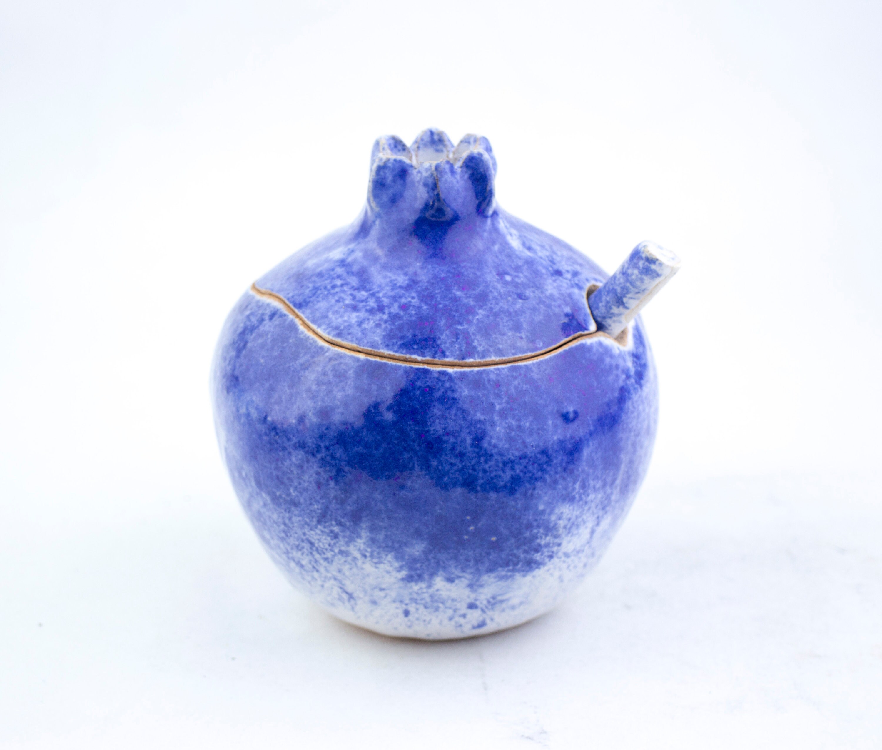 Handmade Pomegranate Sugar Bowl With Spoon Cobalt Sugar Bowl Etsy