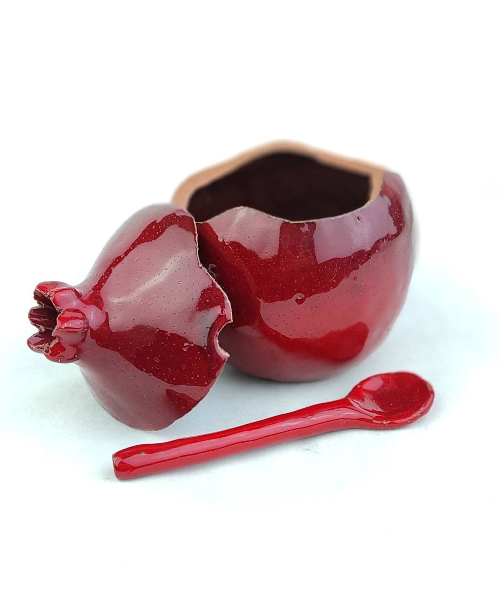 Handmade Burgundy Pomegranate Sugar Bowl With Spoon Sugar Etsy