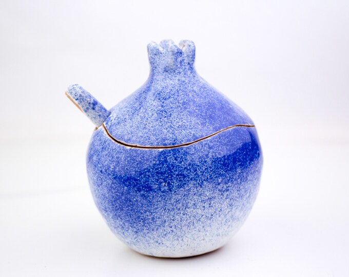 Handmade Pomegranate Sugar Bowl With Spoon Cobalt Sugar Bowl Etsy