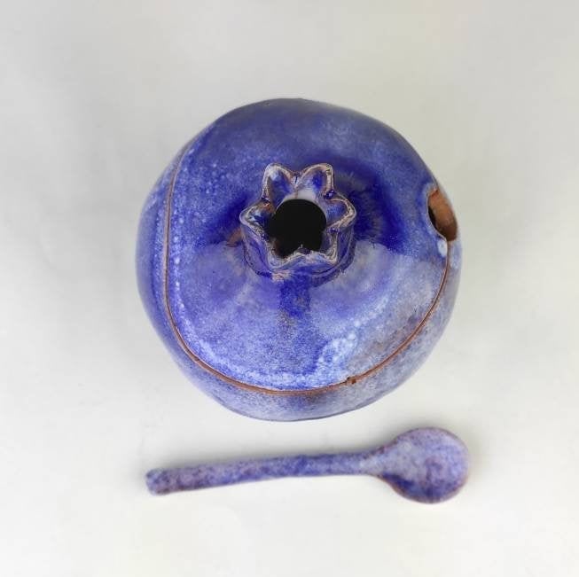 Handmade pomegranate sugar bowl with spoon Cobalt Sugar Etsy
