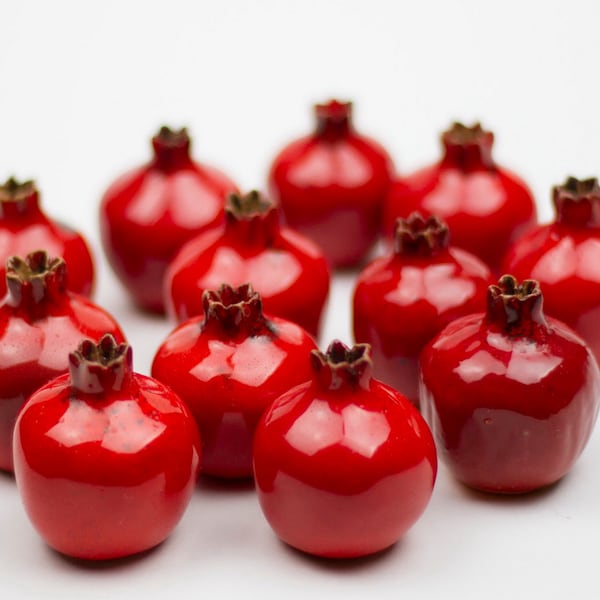 Handmade Red Ceramic Pomegranate, Wedding Favor, Gift Box