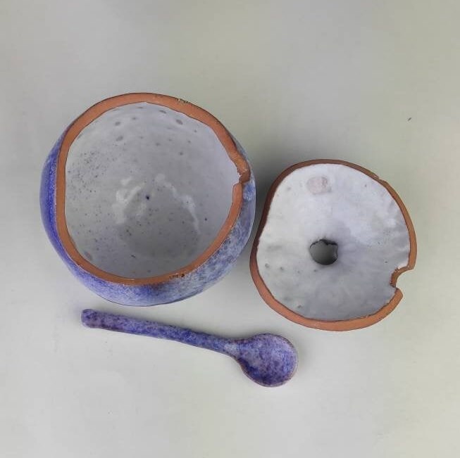 Handmade pomegranate sugar bowl with spoon Cobalt Sugar Etsy