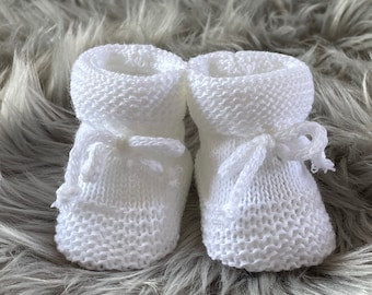 White Knitted Baby Booties