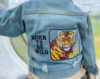 Personalised Baby/Toddler Denim Jacket With Tiger