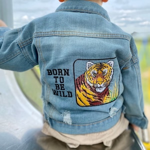 Personalised Baby/Toddler Denim Jacket With Tiger