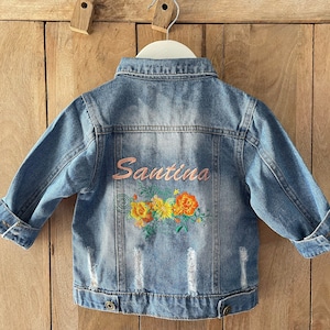 Personalised Embroidered Baby/Toddler Floral Denim Jacket