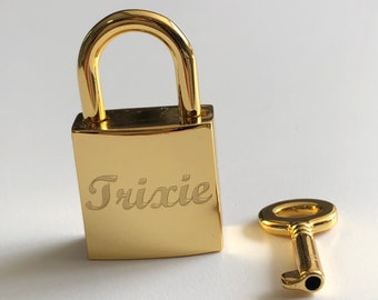 Gold Padlock Dog Tag