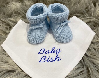 Personalised Newborn Bib & Baby Booties Set