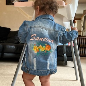 Personalised Embroidered Baby/Toddler Floral Denim Jacket