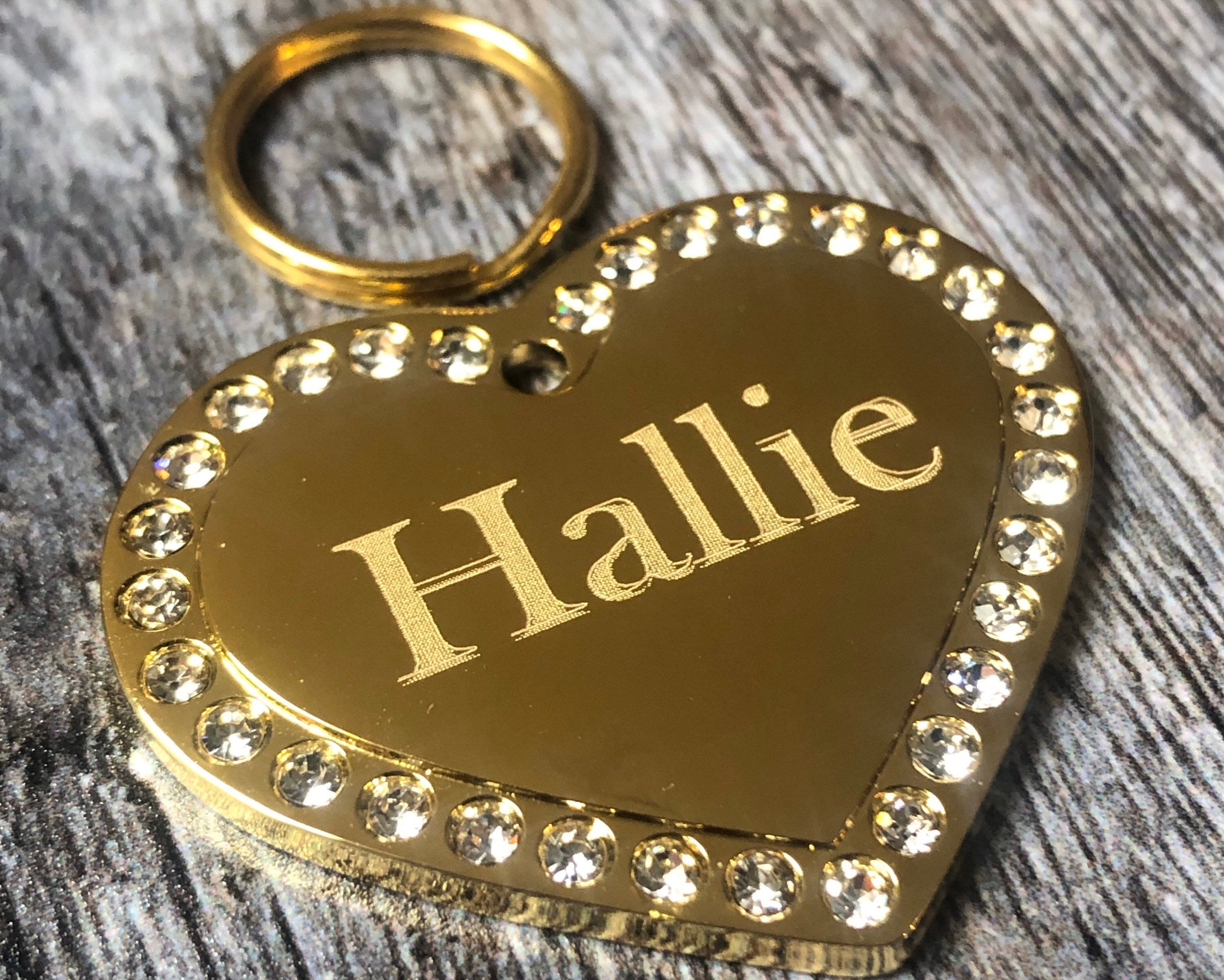 Gold Heart Diamante Dog Tag Etsy