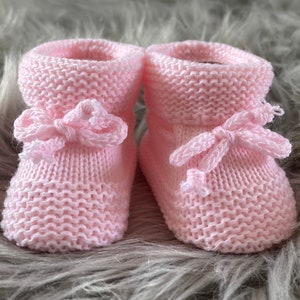 Baby Pink Knitted Baby Booties