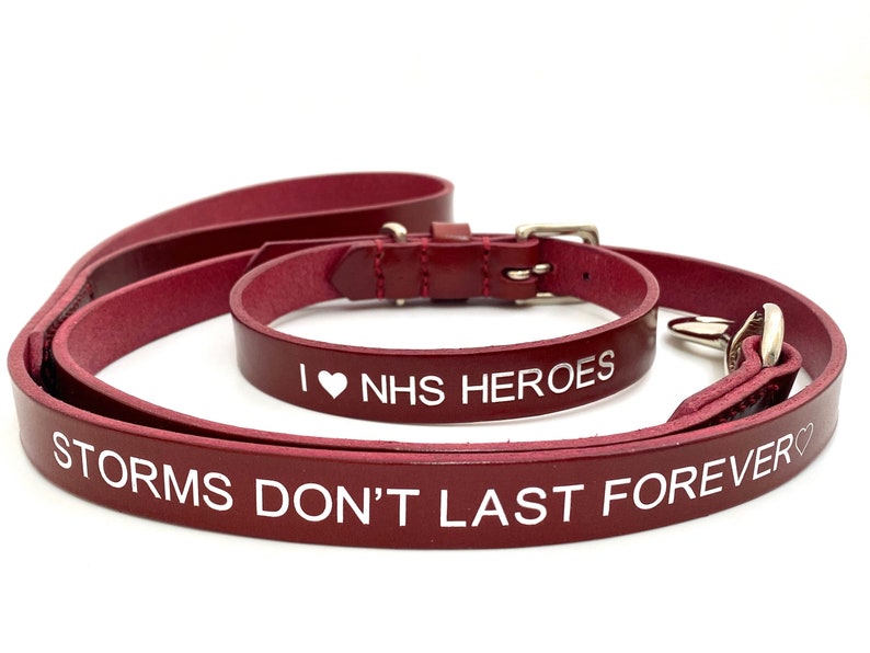 Storms Don\u2019t Last Forever Bordeaux Red Leather Dog Lead