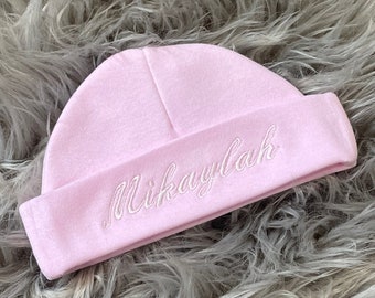 Personalised Baby Pink Embroidered Baby Hat