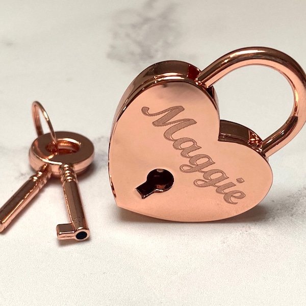 Personalized Rose Gold Heart Padlock Lovelock Dog Tag