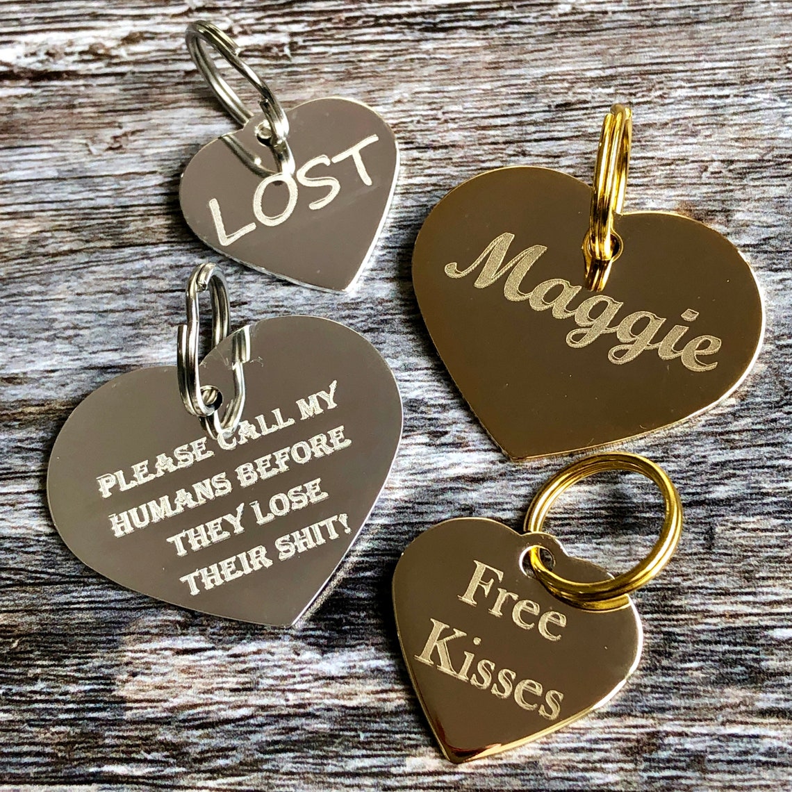 Gold Heart Dog Tag Etsy