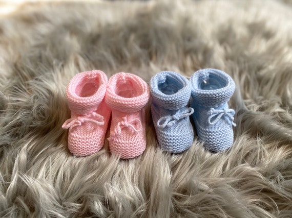 Knitted Tie up Newborn Baby Booties Etsy
