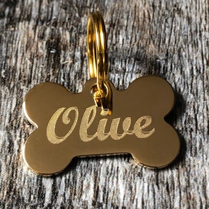 Gold Bone Dog Tag
