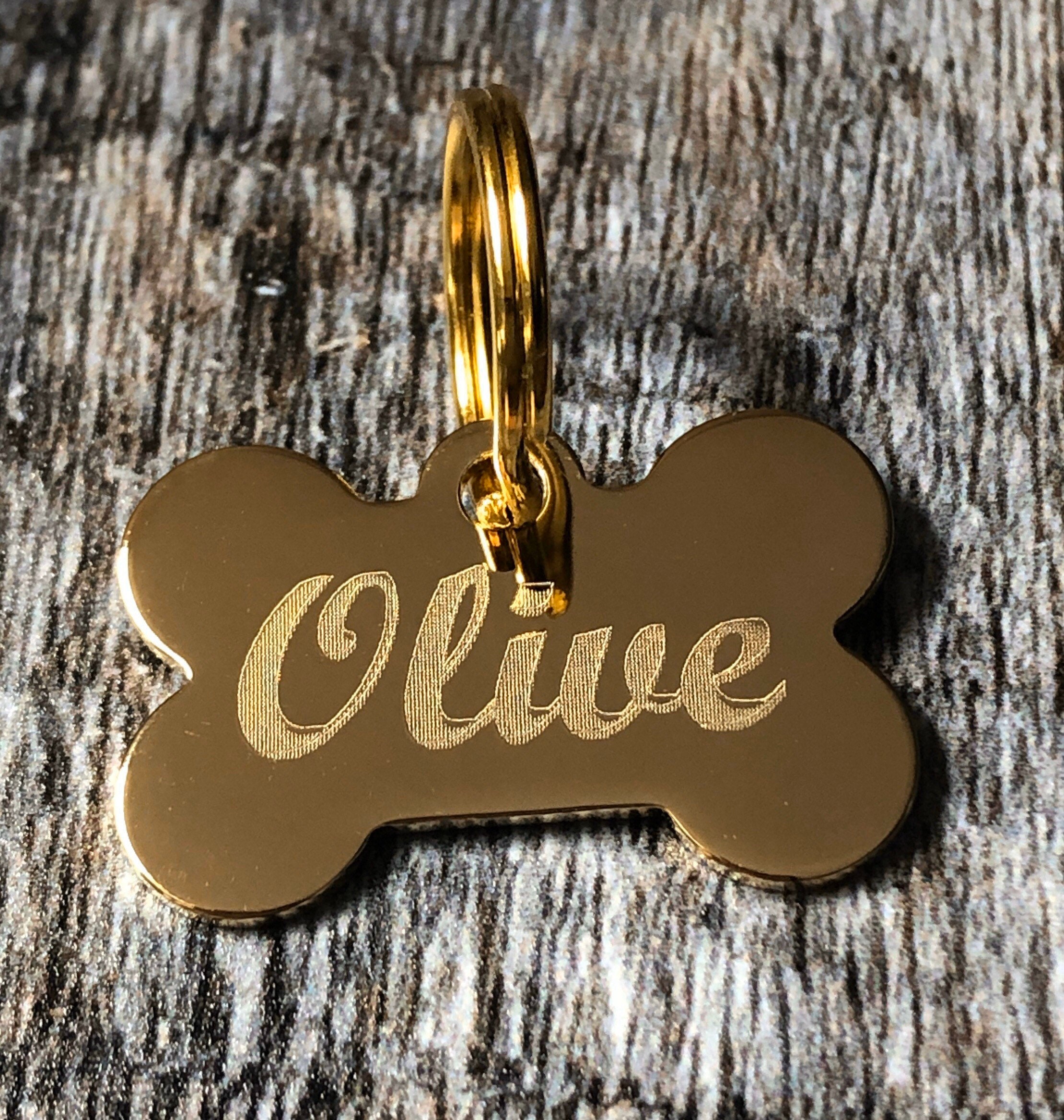 Gold bone dog tag hotsell