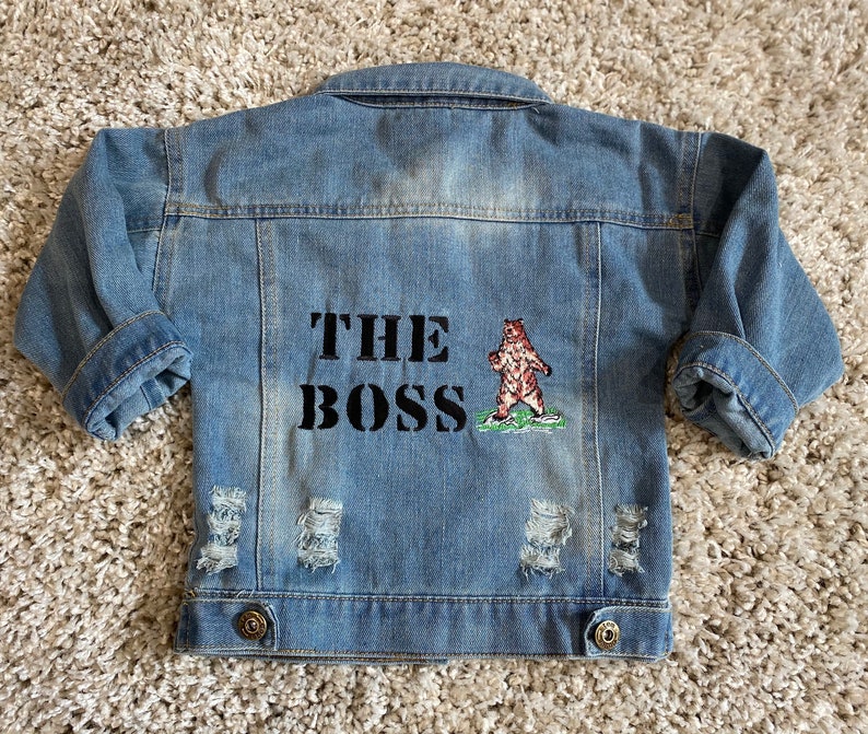 Personalised Baby/Toddler Denim Jacket With Bear image 2