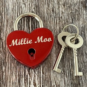 Personalized Red Heart Padlock Dog Tag