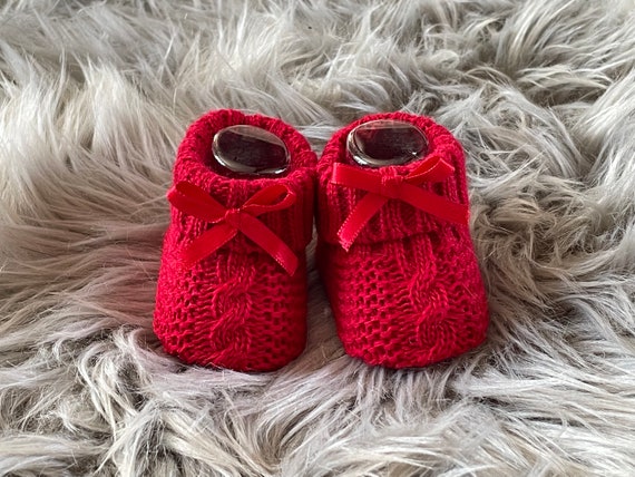 Red sales baby booties