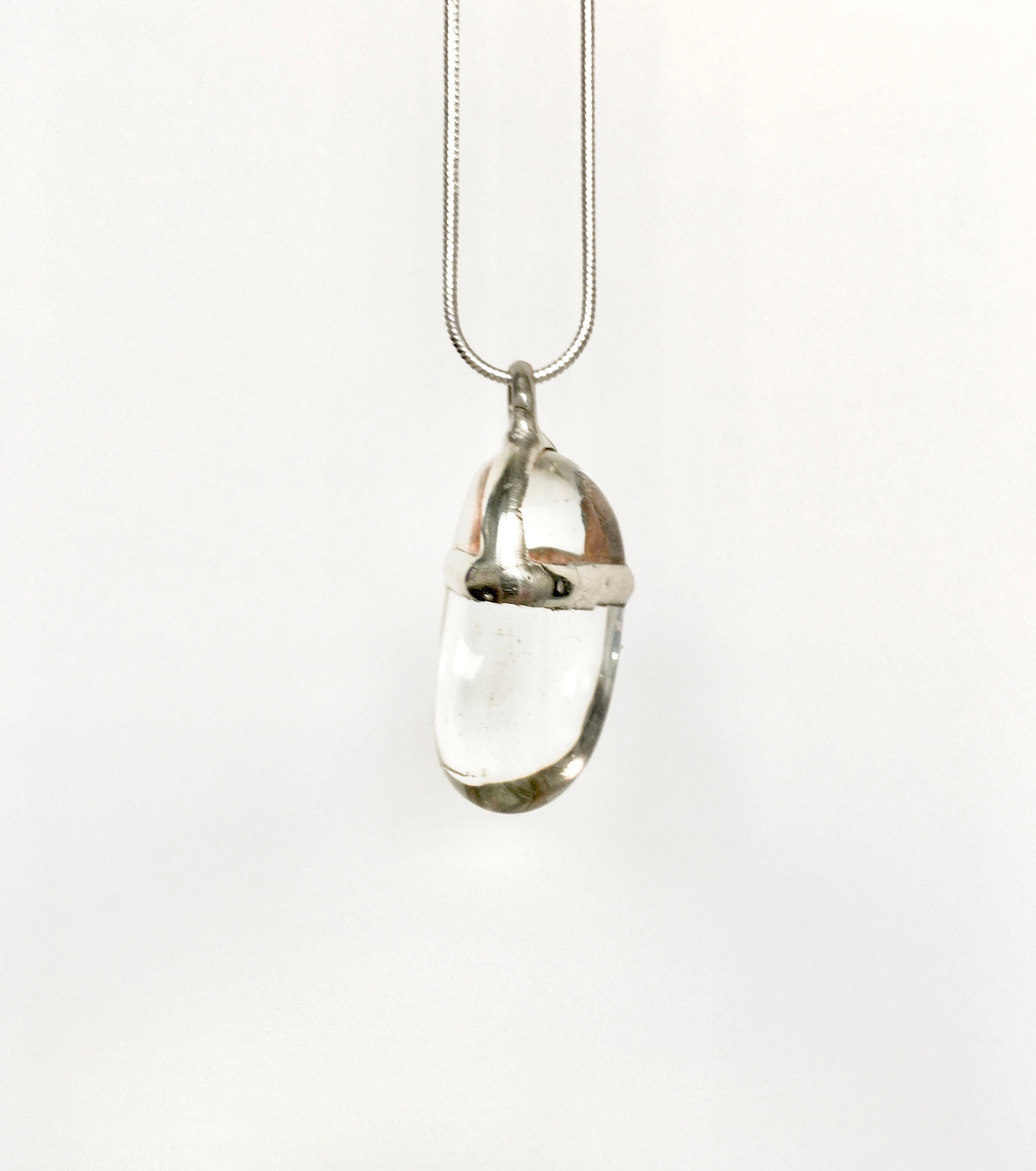 Jelly Bean Glass Pendant on Silver 