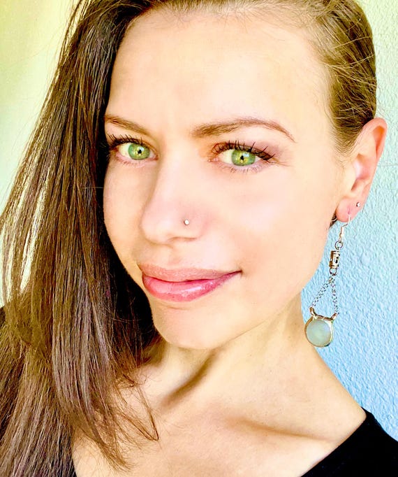 Frosted Sea Glass & Chain Earrings - Artisan Made Dangling Glass Earrings - Gifts for Ocean Lovers - Available In Other Colors