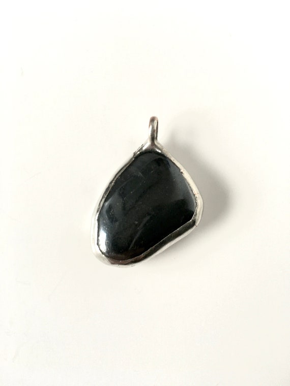Hematite and Silver Pendant Artisan Metalwork Handmade Sold Without Chain Available for Purchase Separately