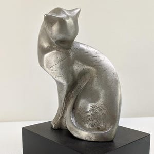 Metal Cat Sculpture, Unique Cast Metal Sculpture,  Handmade Artistic Home Decor