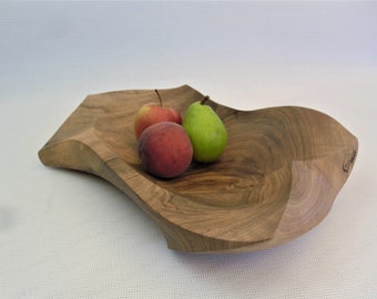 Tazón de frutas de madera de nogal, tazón de madera hecho a mano, tazón de madera decorativo, tazón de madera de nogal único