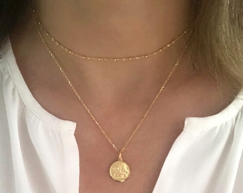 Gold Cherub Medallion Necklace: Guardian Angel Jewelry