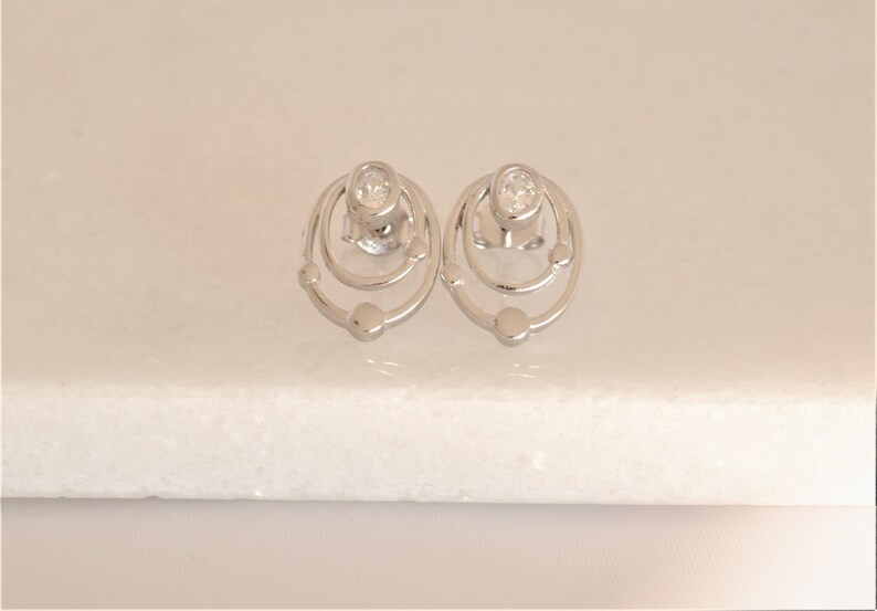 Silver Stud earrings Elegant earrings Geometric Zc Earrings Minimal Stud earrings Minimalist jewelry Circle Earrings