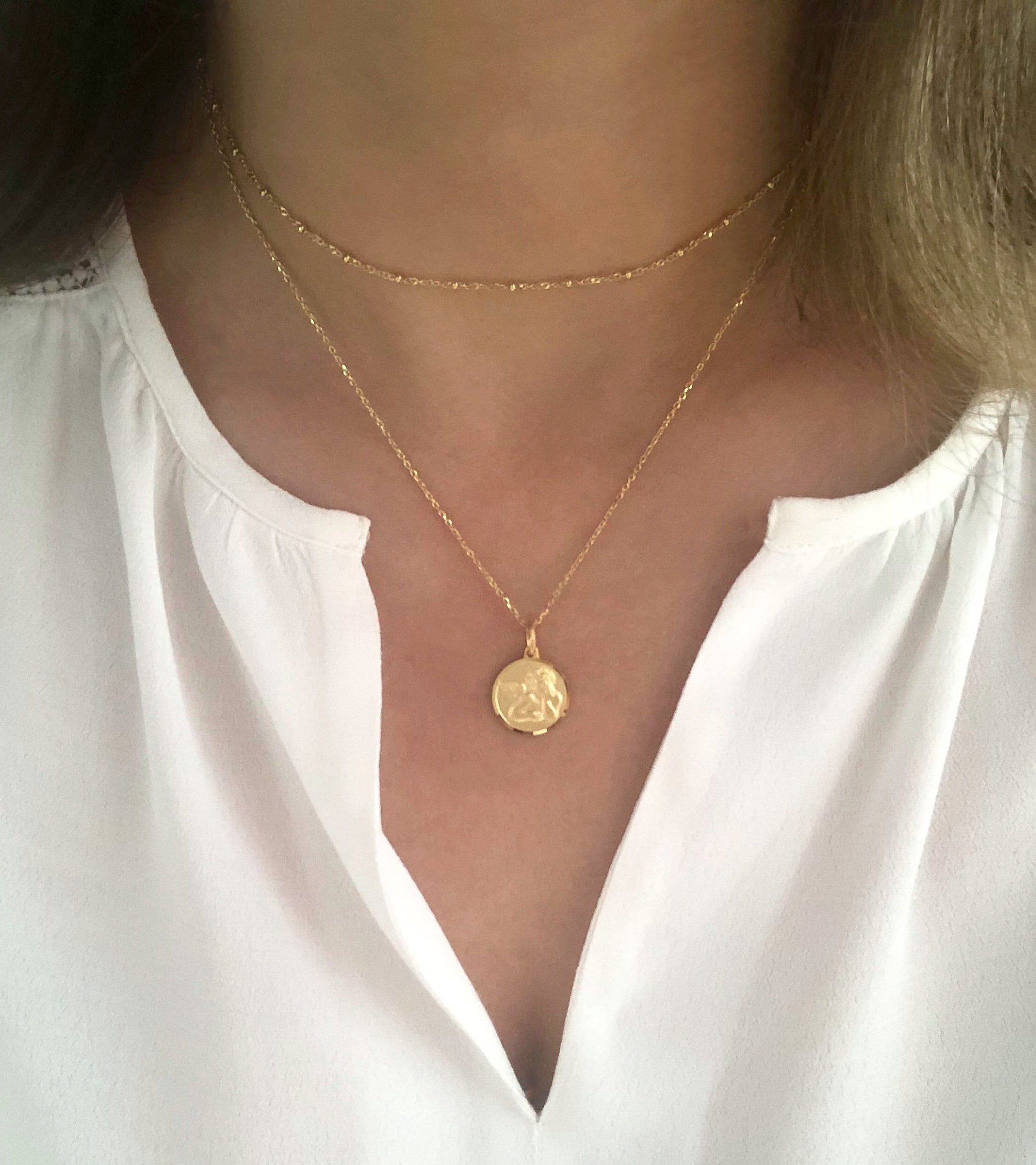 Angel Medallion Necklace. Cherub 