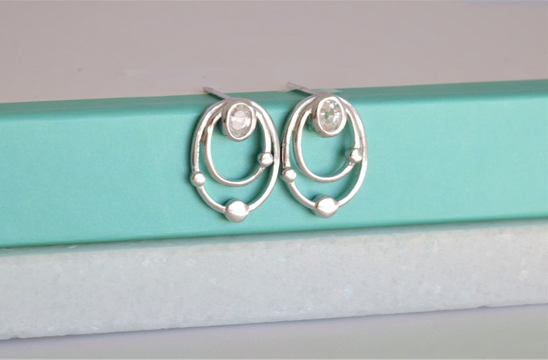 Silver Stud earrings Elegant earrings Geometric Zc Earrings Minimal Stud earrings Minimalist jewelry Circle Earrings