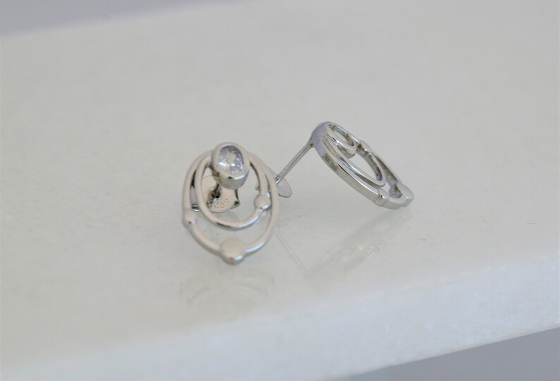 Silver Stud earrings Elegant earrings Geometric Zc Earrings Minimal Stud earrings Minimalist jewelry Circle Earrings