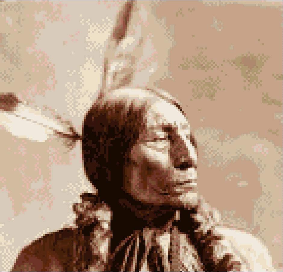 Cross Stitch Pattern Vintage Image American Indian Cheyenne Chief Wolf ...