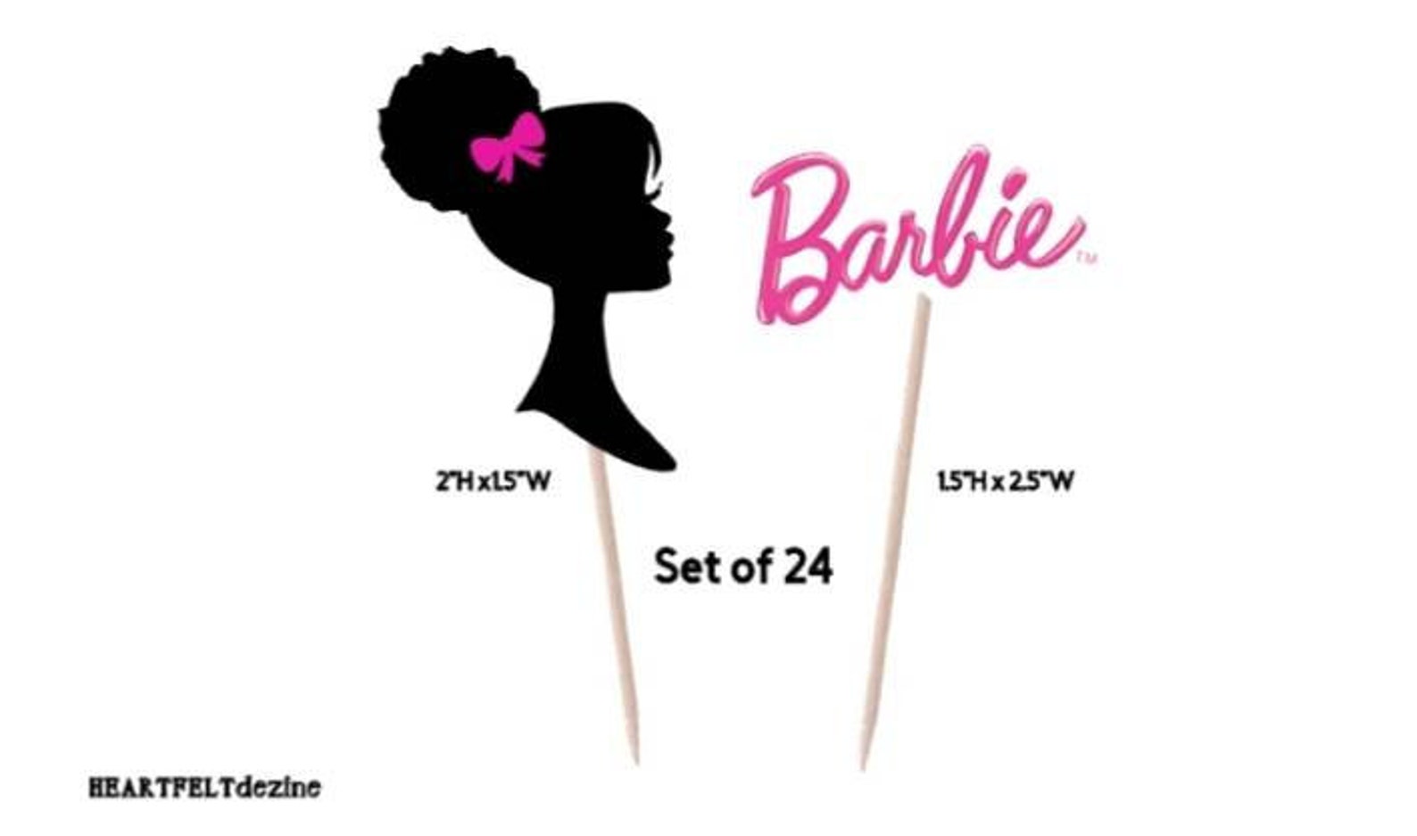 AFRO BARBIE Silhouette/LOGO Cupcake toppers Set of 24 | Etsy
