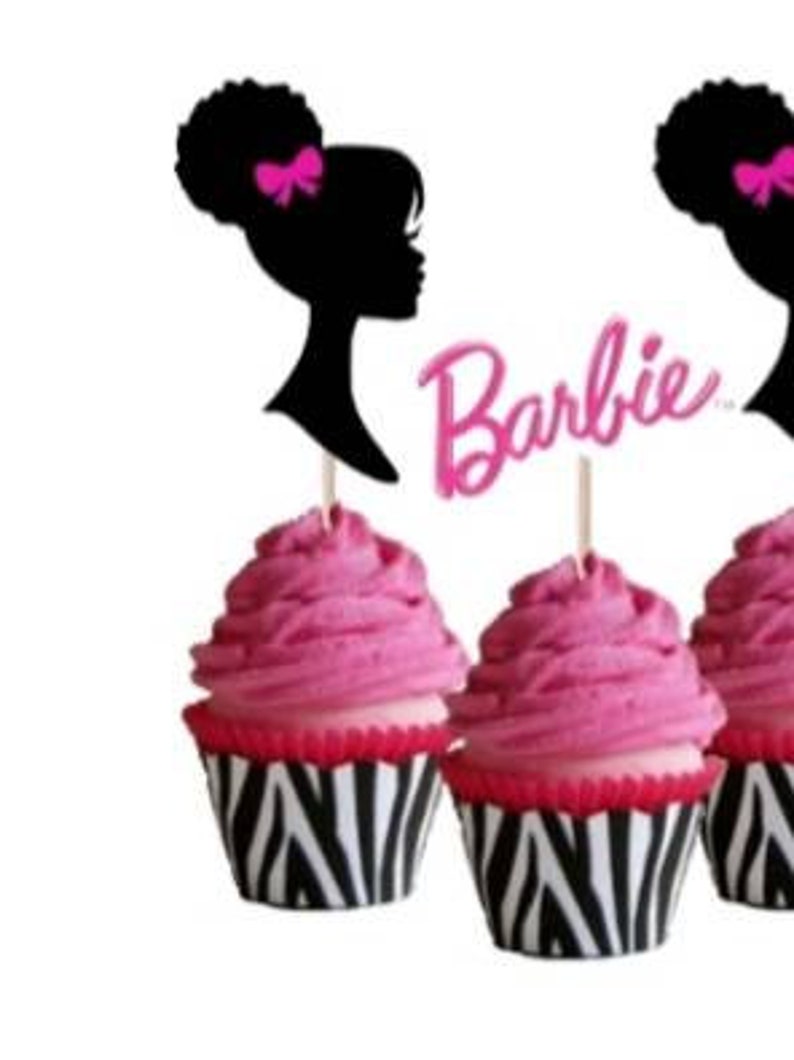 Download AFRO BARBIE Silhouette/LOGO Cupcake toppers Set of 24 | Etsy