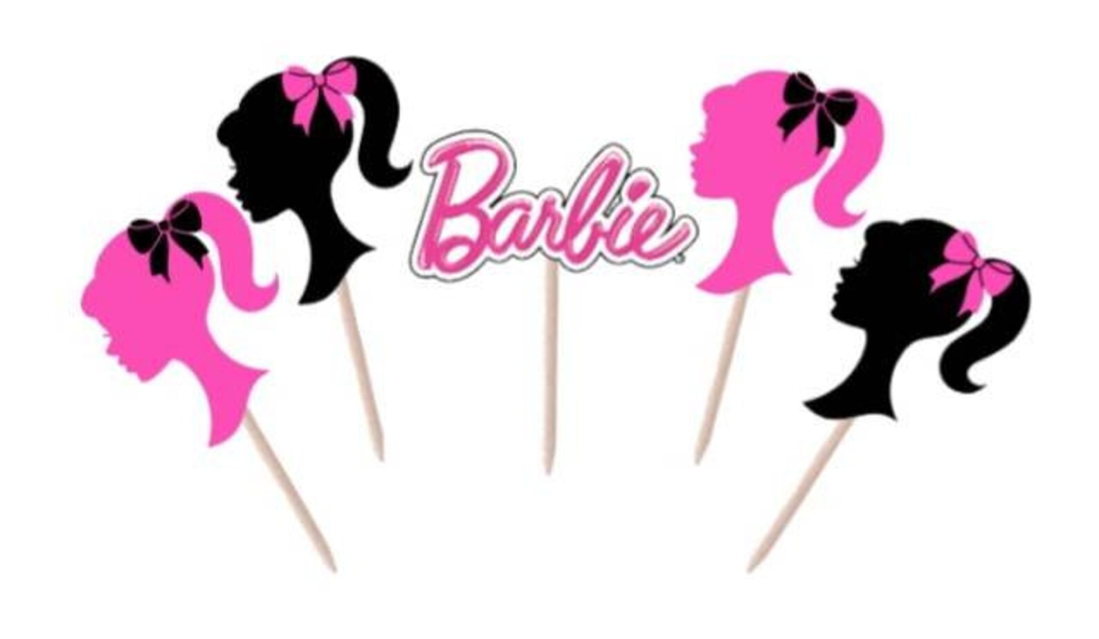 BARBIE Silhouette/ LOGO Cupcake Toppers Etsy