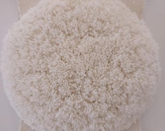 Cream woven Wall Hanging, Circular shag weaving, weave, wall art