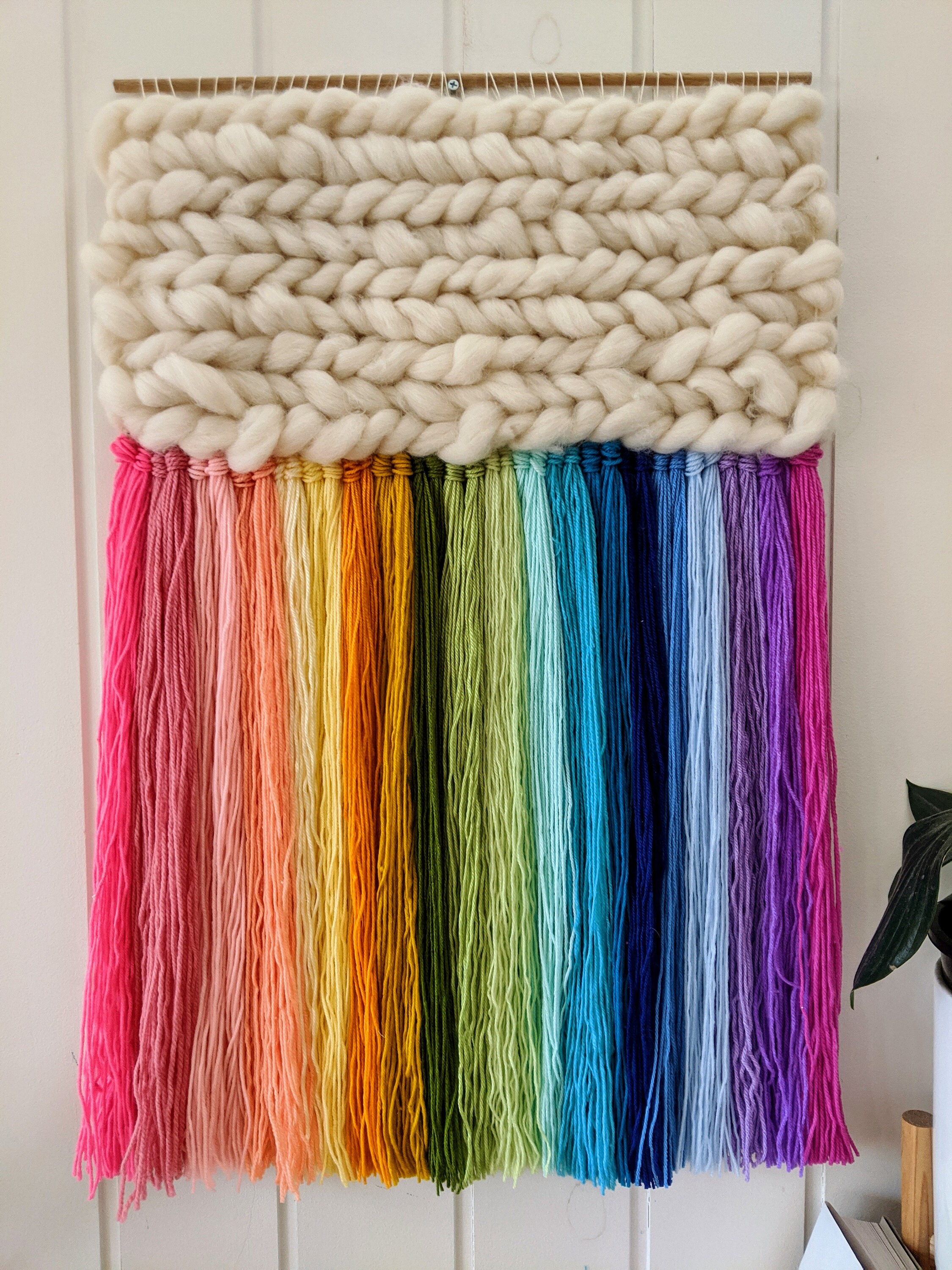 Large Rainbow Woven Weaving Wall Hanging Original Art Wall Tapestry Etsy Canada