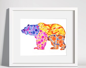 Bear art print, wall art prints, animal prints, giclée print, watercolour wall art, art prints, watercolour print, nursery wall art