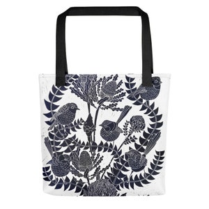Fairy Wren and Banksia Tote bag, carry bag, green bag, shopping bag