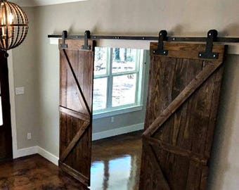 ON SALE-Bypass Sliding Barn Door Hardware Kit with Track