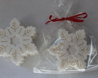 Sparkling White Snowflakes Soap /  Holiday Gift Soap / All Natural Vegan Glycerin Soap