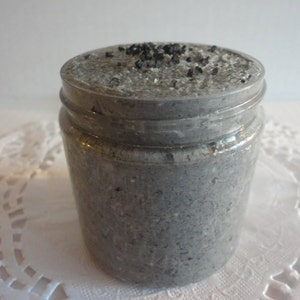 Whipped Activated Charcoal Salt Scrub /Exfoliating  Salt Scrub / Detoxifying Vegan Dead Sea Salt Scrub