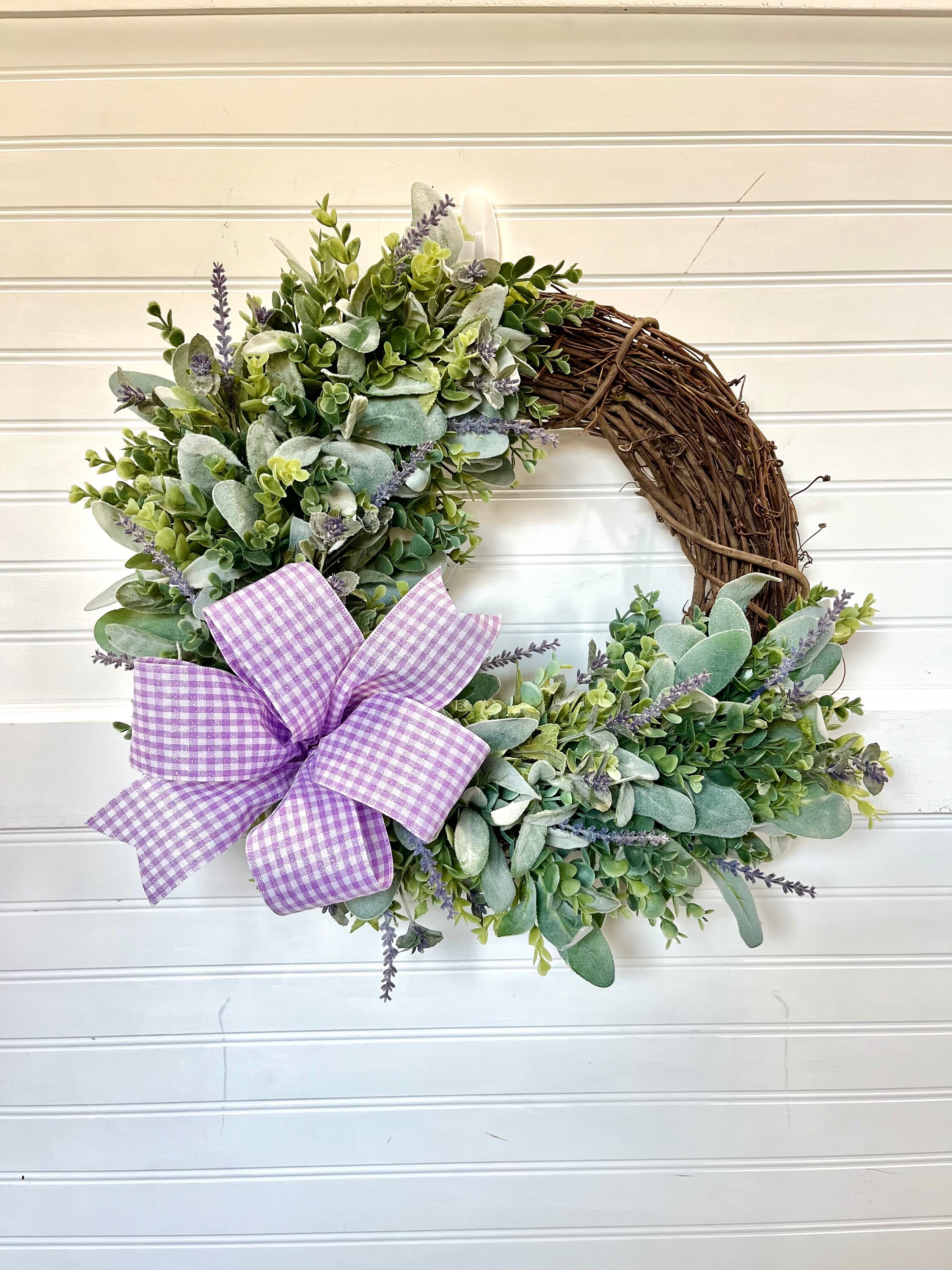 Lavender Glitter Gingham Bow, Purple Spring Wreath Bow, Easter Wreath ...