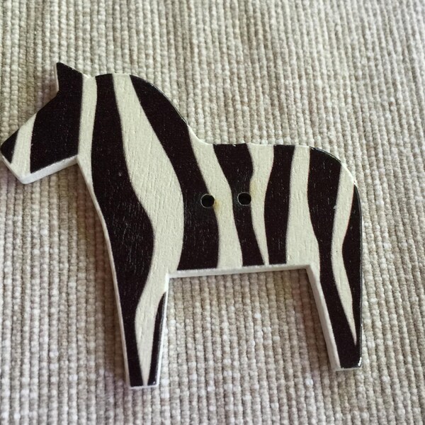 Wooden Zebra Button - Set of 2