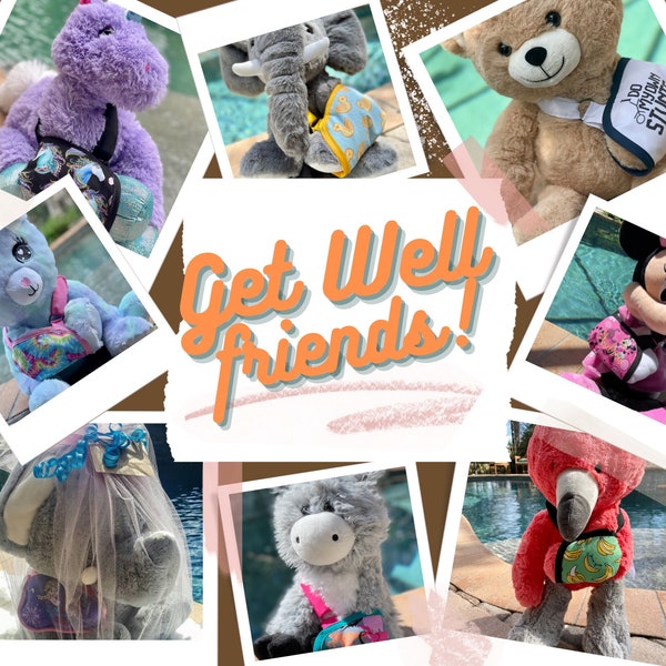 Large stuffed animal with Toy arm sling of choice - Get Well Gift - broken arm sling gift