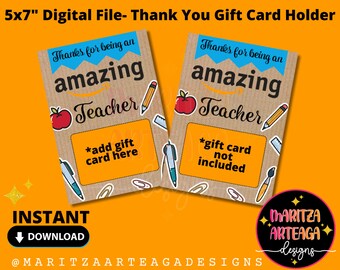 INSTANT DOWNLOAD Amazon Gift Card Teacher Appreciation Gift Teacher ...